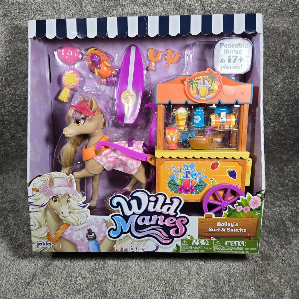 Jakks Pacific Wild Manes Bailey's Surf & Snacks Playset Multicolor Kids 18pc